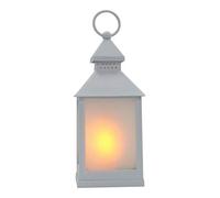 Rammento 24cm LED Light-Up Candle Lantern, White Plastic | 3X AAA Battery-Powered Lantern for Mantel & Living Room Decorations | Indoor/Outdoor 6-Hour Timer Battery Lamp Ornament with Realistic Flame