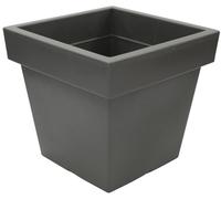 Rammento 29 cm Square Large Plastic Thick-Walled Planter, Stone Grey | 15.2L UV-Resistant Flower Box Indoor/Outdoor Patio Pot for Herbs | 27 cm Tall Herb Garden & Vegetable Planter/Houseplant Pot