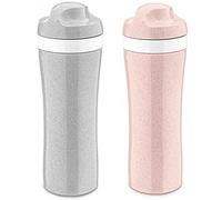 Rammento 2x Koziol Oase Sports Water Bottles Drinking Bottles BPA Free 425ml Pink & Grey