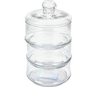 Rammento 3-Tier 22cm Tall Glass Storage Jar with Lid, Clear | Stackable Canister for Sweets, Biscuits, Nuts & Seeds | Biscuit Barrel/Cookie Jar for Kitchen Organisation | 13cm Wide Food Container