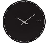 Rammento 30cm Round Modern Glass Wall Clock, Black & Silver | Large Decorative Battery-Operated Quartz Wall Clock | Frameless 12-Hour Time Format with Minimalist Dial | Room Decor, Home Essentials