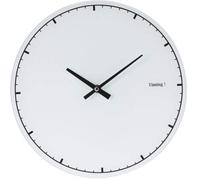 Rammento 30cm Round Modern Glass Wall Clock, White & Black | Large Decorative Battery-Operated Quartz Wall Clock | Frameless 12-Hour Time Format with Indices Dial-Type | Room Decor, Home Essentials