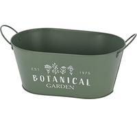 Rammento 30cm Vintage Green Trough Oval Planter - Charming Flower Pots with Tub Handles, Enhances Garden or Indoor Space, Ideal for Cultivating Plants or Flowers, Suitable for Indoor & Outdoor