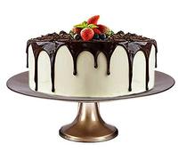 Rammento 33cm Large Glass Single-Tier Cake Stand, Champagne Gold | 11cm Tall Footed Afternoon Tea Display Stand for Cakes, Cupcakes and Pastries | Dining Table Centrepieces, Wedding Cake Stands