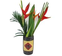 Rammento 36cm Tall Oriental-Style Rustic Ceramic Large Flower Vase | Wood-Effect, Wide-Mouth (17x9cm) Vase for Real & Artificial Flowers | Art Deco Ornament for Living Room & Dining Table Centrepieces