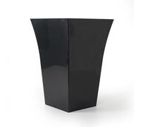 Rammento 37cm Tall Gloss Black Plastic Plant Pot | 27L Flared Flower Pot for Balcony, Garden & Patio | Weather-Resistant Square Garden Flower Pot | Lightweight Planter for Indoor/Outdoor Use