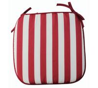 Rammento 39cm Square Polyester Garden Chair Cushion, Pink & White Striped | Tie-On Seat Pad for Garden Furniture | Chair Cushion for Loungers, Benches | Reversible Soft Seat Pad for Outdoor Use
