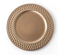 Rammento 4-Pack 33cm Bronze Plastic Round Charger Plates | Honeycomb Rim Festive Placemat Set for 4 | Christmas Dinner Underplate Set, Plastic Serving Plates | Large Table Protectors, Wedding Plates