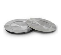 Rammento 4-Pack 33cm Plastic Charger Plates, Silver Stripe | Decorative Tableware Underplates for Dinner Plates | Round Placemats for Table Decorations | Durable & Reusable Dinnerware Plate Set for 4