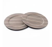 Rammento 4-Pack 33cm Wood-Effect Brown & Beige Plastic Charger Plates | Decorative Reusable Christmas Plates Dinner Set, Festive Dinnerware Accessories | Large Placemat Set for 4, Table Protectors