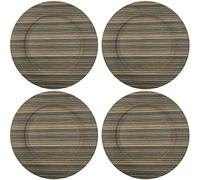 Rammento 4-Pack 33cm Wood-Effect Plastic Reusable Charger Plates | Decorative Christmas Plates Dinner Set, Festive Dinnerware Accessories | Large Rustic Tableware Placemat Set for 4, Table Protectors