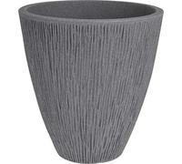 Rammento 42cm Tall Plastic Plant Pot, Ribbed Grey Stone-Effect | Large Garden & Patio Planter, Indoor Flower Pot | 39cm Weather-Resistant Tree & Herb Pot | Decorative Succulent & House Plant Holder