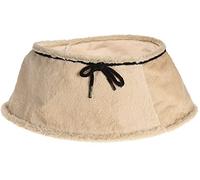 Rammento 60cm Faux Fur Conical Christmas Tree Skirt, Cream | Xmas Tree Stand for Real & Artificial 7ft Trees | 100% Polyester Reusable Christmas & Halloween Tree Basket | 22cm Tall Tree Base Cover