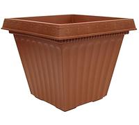 Rammento Large 40cm Square Garden Planter - Large Terracotta Pot for Planting, Perfect for Flowers, Herbs, Small Trees, Raised Design, 95% Recyclable Plastic - UK Made, Robust & Lightweight