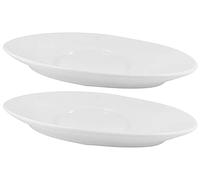 Rammento Set of 2 White Porcelain Oval Serving Trays, 21cm - Versatile Food Serveware for Starters, Desserts, Sweets - Dishwasher, Microwave & Freezer Safe - Ideal for Dinner Parties or Casual Use