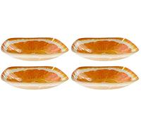 Rammento Set of 4 Large 19cm Glass Bowls - Bright Coloured Citrus Design, Perfect for Soup or Dessert - Durable, Dishwasher Safe Bowls with Glossy Finish