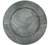 Rammento Set of 4 Light Grey Charger Plates - Modern Stroke Design, 33cm Round Under Plates, Made from Durable Plastic, Perfect for Displaying Candles, Decorative Stones, Potpourri, Easy to Clean