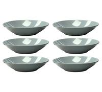 Rammento Set of 6 Large 725ml Stoneware Bowls, Grey Reactive Glaze Dinner Set | Serving Bowls for Soup, Pasta, Noodles & Salad | Dishwasher & Microwave-Safe Crockery Dinnerware Dining Set for 6 People