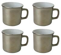 Rammento Set of Mugs Glazed Metallic Grey Ceramic Cups 290ml Coffee Tea Soup Hot Cocoa (4)