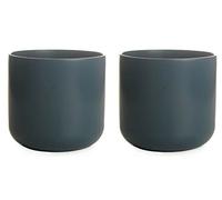 Rammento Stoneware Plant Pot Set of Two, Blue | 13.5cm Round Stone Flower Pots, Succulent Planters | Pots for House Plants Aloe Vera Pots, Indoor Herb Garden Pots | Patio Planters, Garden Flower Pots