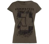 Rammstein Women's Girlie Shirt 6 Herzen Official Band Merchandise Fan Shirt Black with Front and Back Print - Green - XXX-Large