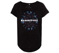 Rammstein Women's Girlie Shirt Herzeleid Blume Official Band Merchandise Fan Shirt Black with Front and Back Print - Black - Large