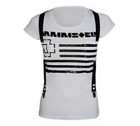 Rammstein Women's T-Shirt Suspender - Medium White