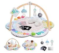 RAMOGIG Baby Play Gym & Activitiy Mat, Upgraded 6 Developmental Zones, Tummy Time Mat with Sensory Toys for Motor Skill & Sensory Development, Essentials Shower for Baby