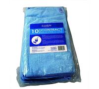 Ramon Hygiene Contract 10 Microfibre Cleaning Cloths, 40x40cm, Janitorial, Bars, Pubs, Kitchens, Bathrooms, Blue
