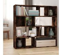 ramona 105cm wooden book shelf and room divider - smoked oak
