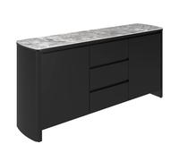 ramona grey gloss ceramic top sideboard with wooden base