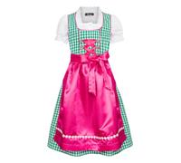 Ramona Lippert® Children's Dirndl Mia - Dirndl Green Pink with Blouse - Traditional Dirndl for Girls - Size 110/116 - 158/164, Green, 134 cm-140 cm
