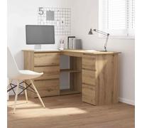 ramona wooden corner laptop desk with 4 drawers - artisan oak