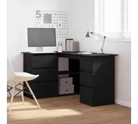 ramona wooden corner laptop desk with 4 drawers - black oak