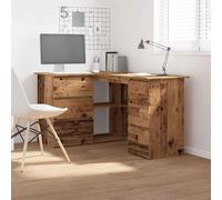 ramona wooden corner laptop desk with 4 drawers - brown