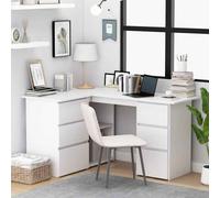 ramona wooden corner laptop desk with 4 drawers - white