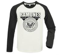 RAMONES 3D CREST VINTAGE WHITE/CHARCOAL LARGE BASEBALL JERSEY