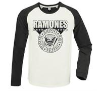 RAMONES 3D CREST VINTAGE WHITE/CHARCOAL X LARGE BASEBALL JERSEY