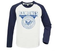 RAMONES 3D CREST VINTAGE WHITE/NAVY X LARGE BASEBALL JERSEY
