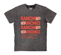Ramones Live In Concert Stone Wash T-Shirt in Grey | Size: Small Ramones Grey S