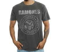 Ramones Men's Distressed Presidential Seal Washed T-Shirt Charcoal Small