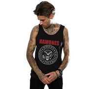 Ramones Men's Red Text Seal Vest Black Large