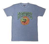 Ramones T Shirt Crest Psych Band Logo Official Unisex Light Blue L