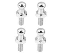 Ramor Strutz Four Silver and Black Ball Stud Bolts for Gas Struts, Boot Lid, Tailgate or Bonnet. 10mm Ball, 15mm Long Thread, M6 Thread. (Silver)
