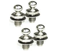 Ramor Strutz Four Silver Ball Stud Bolts for Gas Struts, Boot Lid, Tailgate or Bonnet. 10mm Ball, 10mm Long Thread, M6 Thread with Washer.