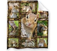 RAMOTE 3D Cute Squirrel Throw Blanket, Fluffy Warm Flannel Fleece Blanket, Soft Squirrel Blankets, Kids Adults Blanket for Bed, Couch and Sofa