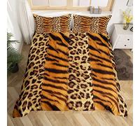 RAMOTE 3D Leopard Print Single Duvet Cover Set, Soft Microfibre Fur Bedding Set, Leopard Print Quilt Cover 150x200 cm and 2 Pillowcases