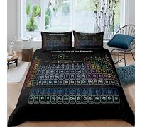 RAMOTE 3D Periodic Table of Elements Single Duvet Cover Set, Soft Microfibre Periodic Table of Elements Bedding Set, Periodic Table of Elements Quilt Cover 135x200 cm and 1 Pillowcases