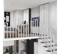 Ramp Handrail for Public Pathways, White Round Tube U-Shaped Safety Rail for Wheelchair Ramps, Accessible Entrances, Walkways & Municipal Buildings