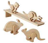 Ramp Inertia Animal Set - 5 Piece Wooden Downhill Sliding Toy Pack - Interactive Motion Learning Figures for Kids - Educational Concentration & Observation Development Play Blocks for Children 3+ Home